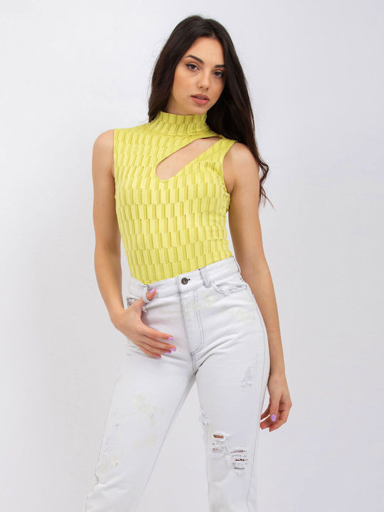 Kendall + Kylie Staggered Knit Stipe Green Lime Bodysuit