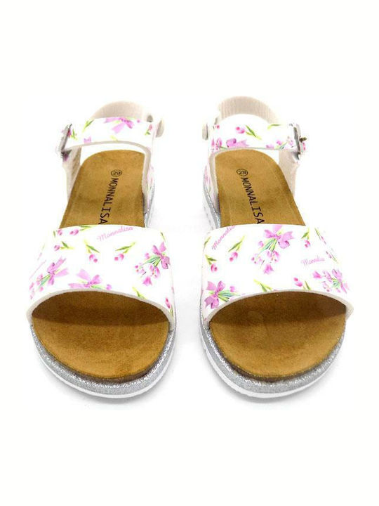 Monnalisa 8c5018 Kindersandalen Farbe Weiß mit verstellbarer Schließe Anatomisch mit Lichtern