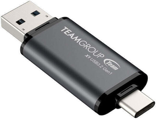 TeamGroup X1 128GB USB 3.0 Stick with connection USB-A & USB-C Gray