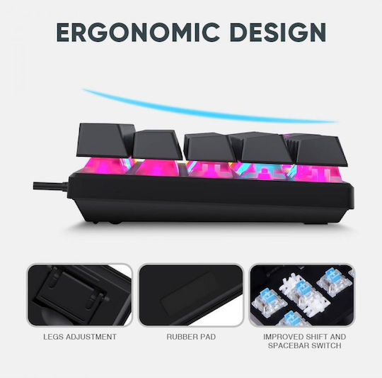 Armaggeddon MKA-1C Gaming Μηχανικό Πληκτρολόγιο με Custom Blue διακόπτες και Φωτιζόμενα πλήκτρα (Αγγλικό US)