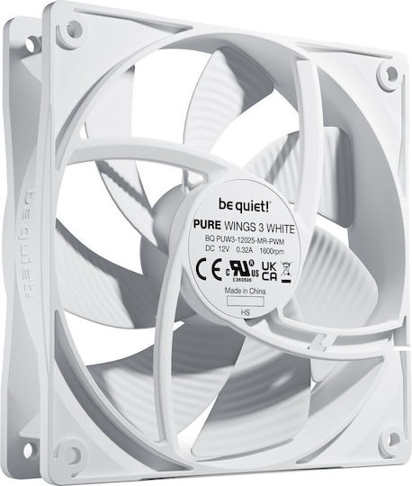 Be Quiet Pure Wings 3 Case Fan 120mm (1600rpm / 49.9cfm) Without LED Lighting And 4-Pin PWM Connection White
