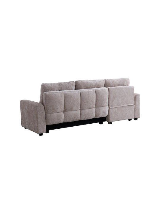 Comfie Colțar Canapea Pat cu Unghi Reversibil și Spațiu de Depozitare Bej 267x159x97cm