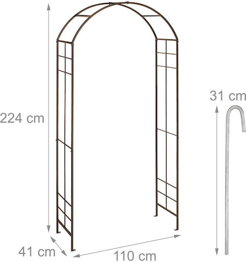 Arc Metalic De Grădină Pentru Flori Cățăritoare Bronz Dimensiuni 224 X 110 X 41 Cm Relaxdays