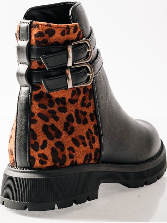Ghete Copii din Piele Black / Animal Print
