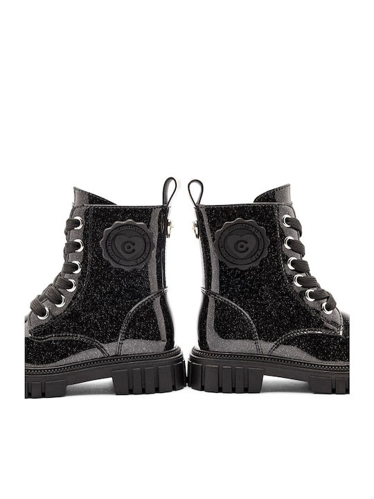 Kids Boots from Patent Leather with Zipper Black