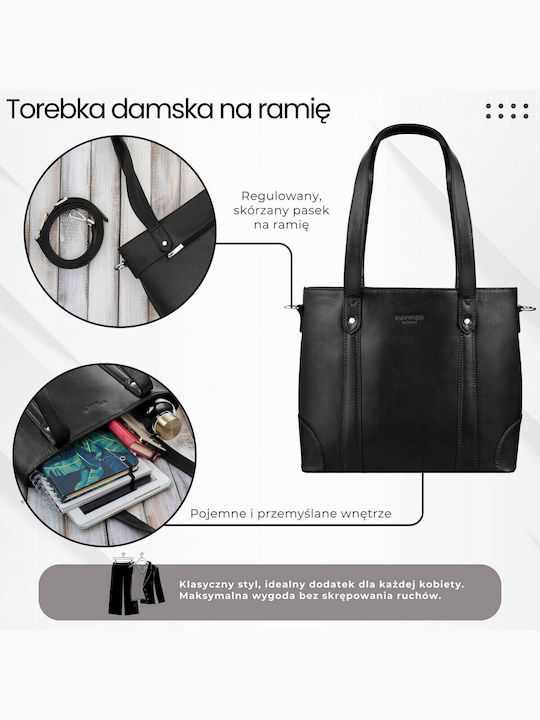 Geantă Shopper Dama Din Piele Neagră