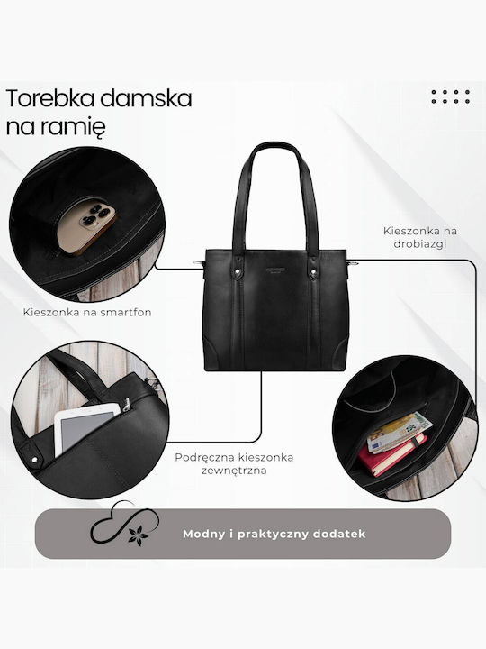 Geantă Shopper Dama Din Piele Neagră