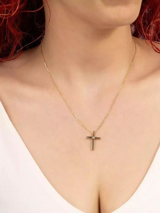 Γυναικείος Χρυσός Σταυρός 14Κ με Αλυσίδα