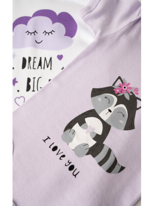 Minerva Short-Sleeved White, Lilac 2pcs