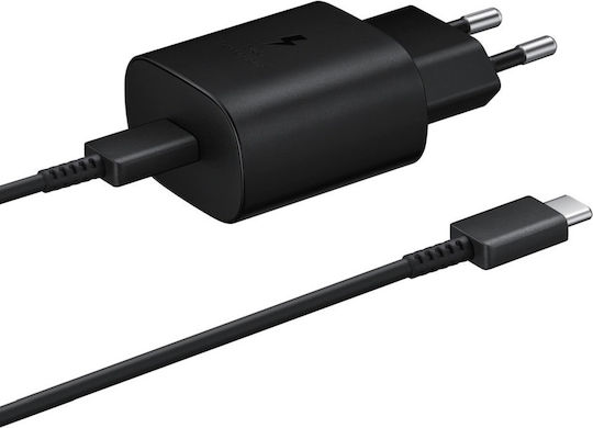Samsung Φορτιστής με Θύρα USB-C και Καλώδιο USB-C - USB-C 45W Μαύρος (EP-TA845)