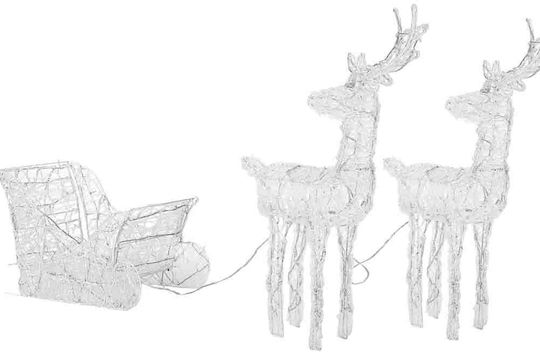 Bakaji Bakaji Sleigh Reindeer Christmas 3D Lighted 240 LED Cool White Outdoor Batteries
