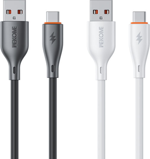 WK USB 2.0 Cable USB-C male - USB-A 66W PD Λευκό 1m 250910