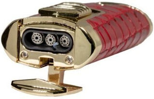Rocky Patel Statesman Feuerzeuge 3xjet Gold-Rot Leder Punch