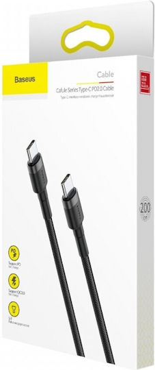 Type C Cable Baseus Pd Pd2.0 60w 20v 3a Qc3.0 2m Black + Gray