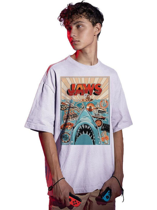 Cotton Division Jaws Arist Poster Oversize T-shirt Бял Mjats004