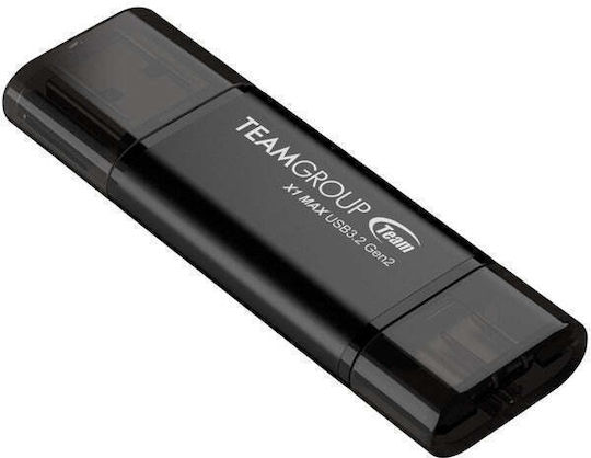 TeamGroup X1 Max 512GB USB 2.0 SSD Stick with USB-A & USB-C Connection Black