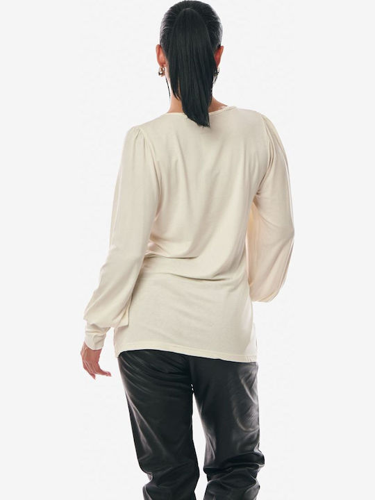 Women's Sweater with 3/4 Sleeve Ecru