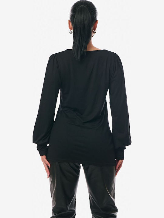 Women's Sweater with 3/4 Sleeve Black
