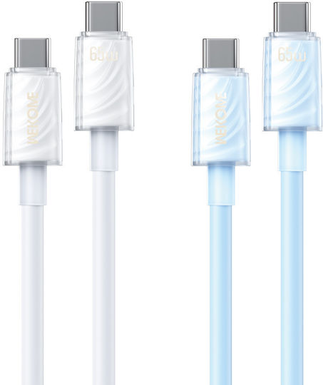 WK USB 2.0 Cable USB-C male - USB-C 65W PD Λευκό 1.2m 250931