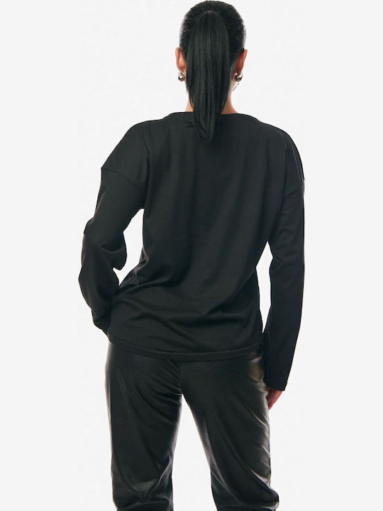 Women's Blouse Cotton Long Sleeve Black