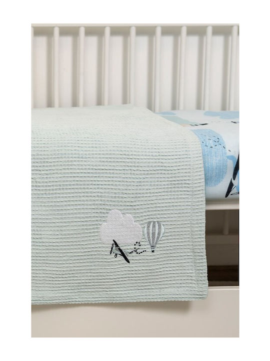 Naf Naf Decke Kinderbett Waffel Blau
