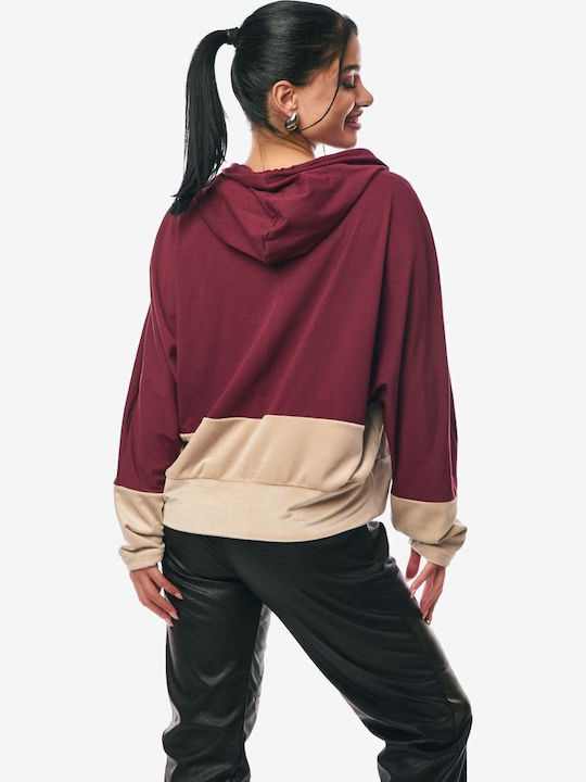 Women's Blouse with Hood Burgundy