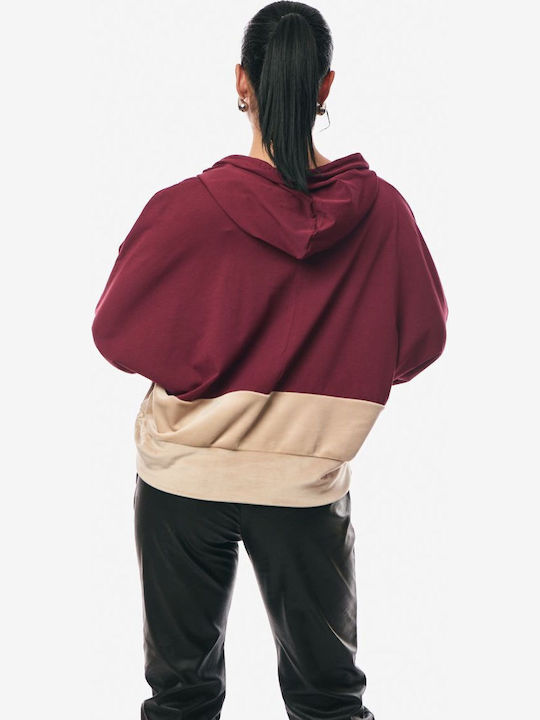 Women's Blouse with Hood Burgundy