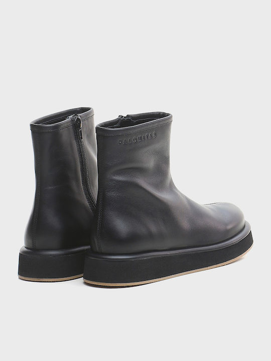 Leder Stiefeletten Damen Schwarz
