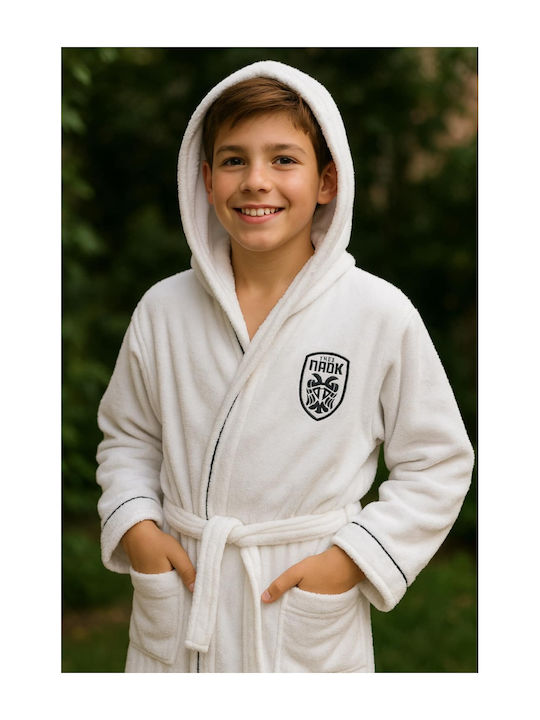Vesta Home Halat de Baie pentru Copii PAOK White cu Glugă Vesta Home Halat de Baie pentru Copii PAOK White cu Glugă