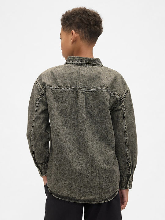 Kids Shirt Long Sleeve Denim Olive Green