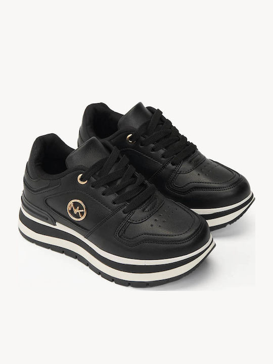 Schwarze Chunky Sneakers mit Metallischem Element