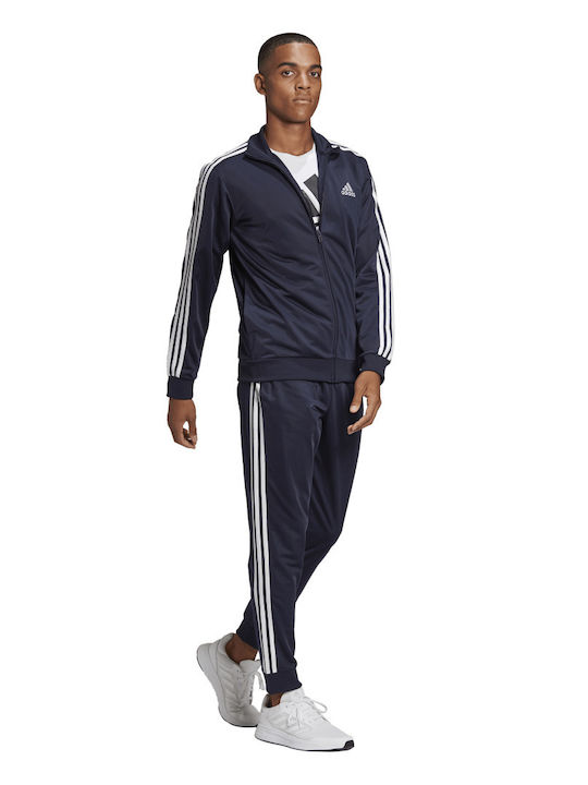 Primegreen Essentials 3-Stripes Σετ Φόρμας Γυαλιστερό με Λάστιχο Legend Ink / White