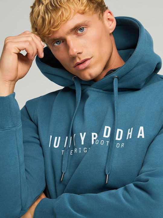 Sweatshirt with Hood Petrol Blue