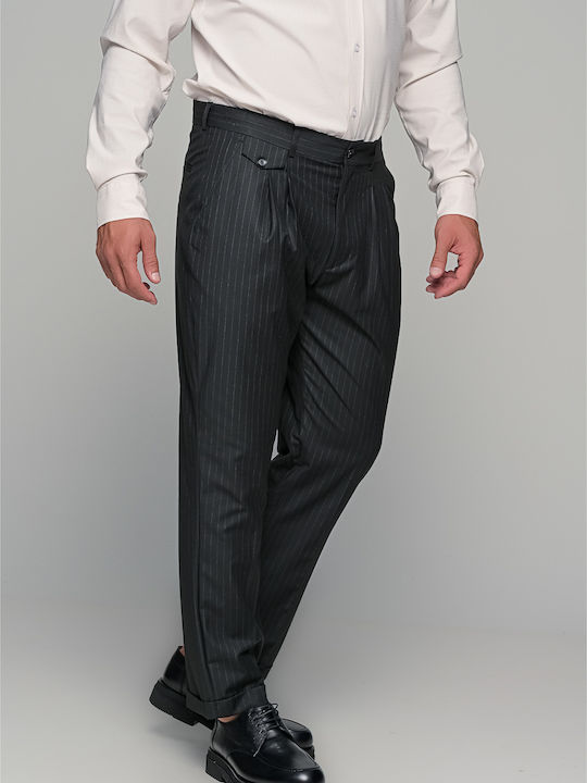 Oxford Trousers Suit Elastic in Slim Fit Black