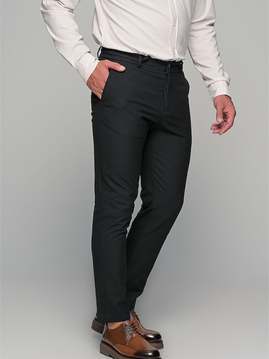Pantaloni Elastic cu Croială Slim Black