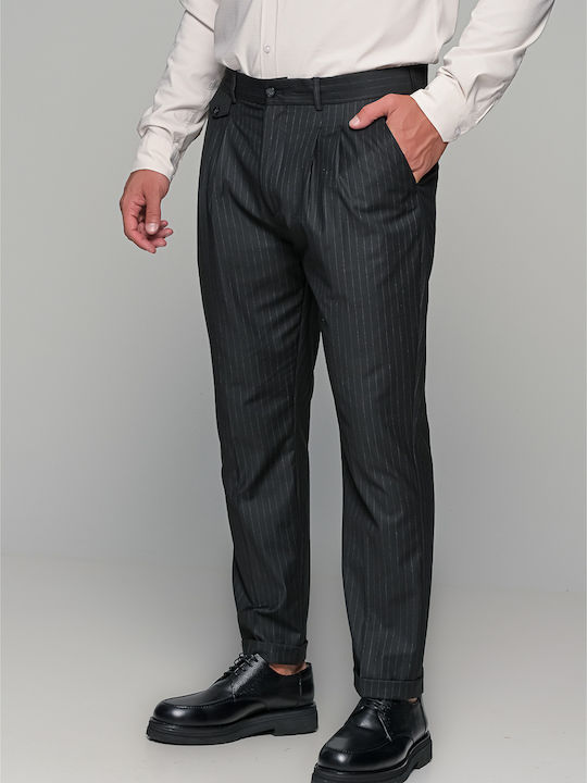 Oxford Trousers Suit Elastic in Slim Fit Black