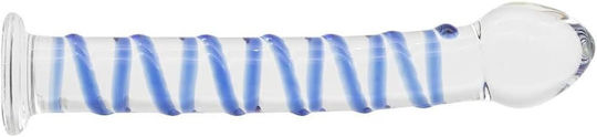 Smd Celestial Glass Dildo Blue Raised Spiral Texture & Mushroom Tip 17cm Clear Blue