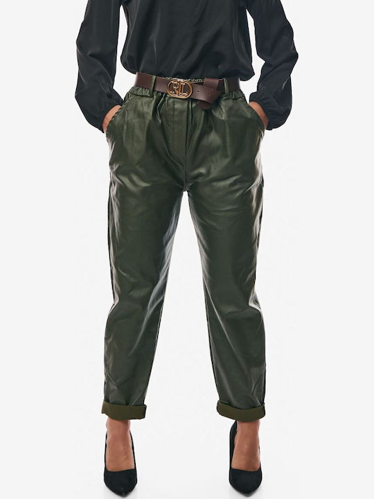 Damen Stoff Hose mit Gummizug Cypress Green