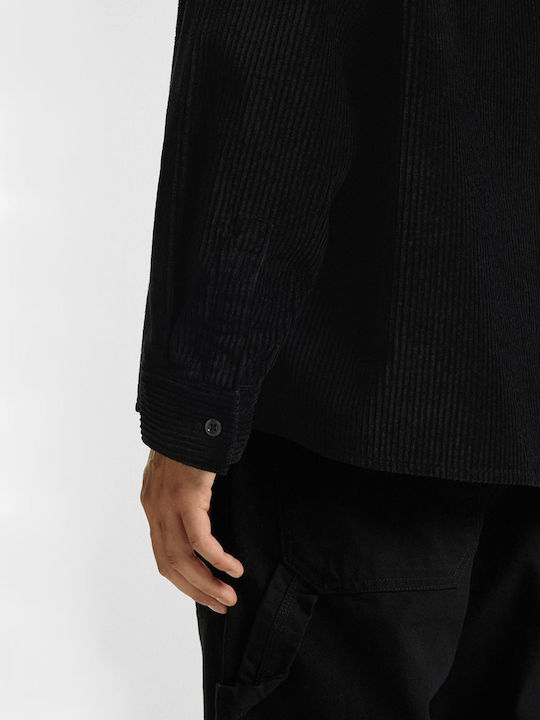 Ekynone Long-sleeved Corduroy Shirt in Wide Line Black