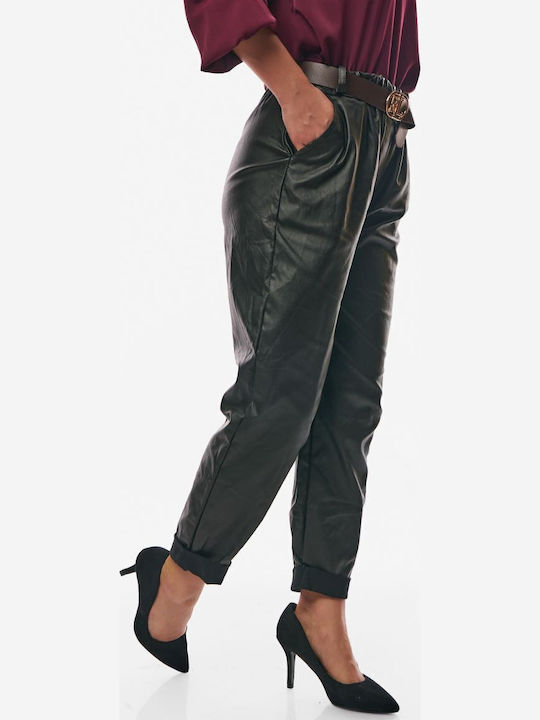 Damen Stoff Hose mit Gummizug Black
