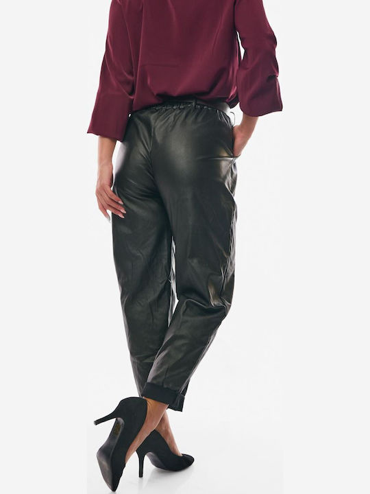 Damen Stoff Hose mit Gummizug Black