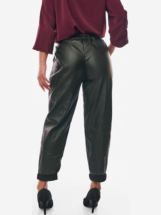 Damen Stoff Hose mit Gummizug Black