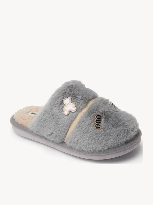 Gray Fur Slippers Decorative Elements