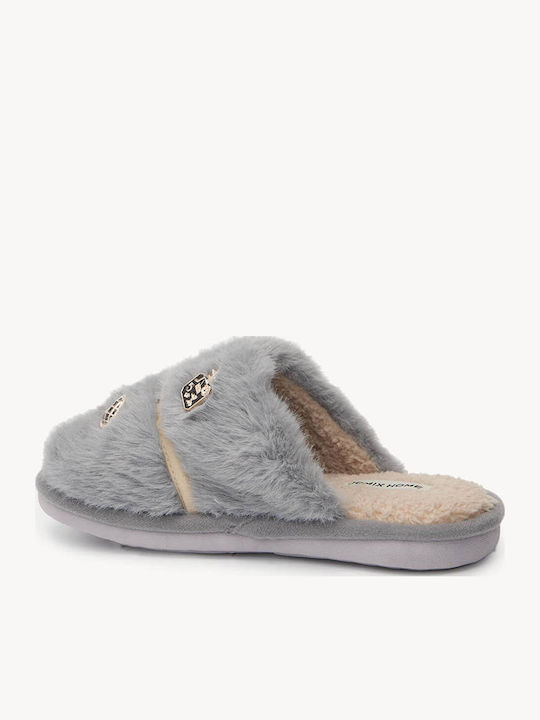 Gray Fur Slippers Decorative Elements