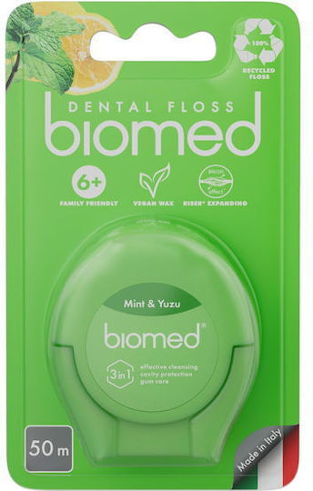 Biomed Waxed Dental Floss With Mint Flavor 50m