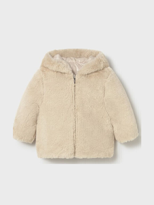 Kids' Quilted Jacket with Hood Beige Skoro