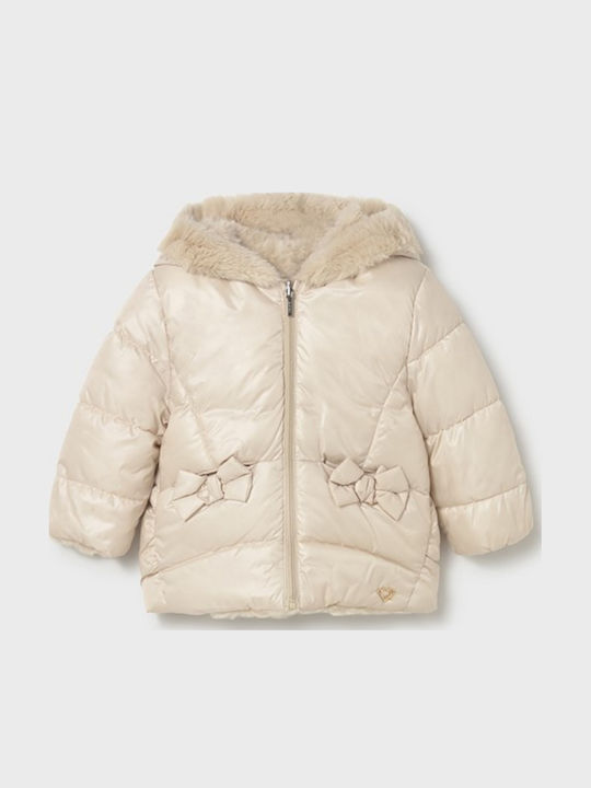 Kids' Quilted Jacket with Hood Beige Skoro