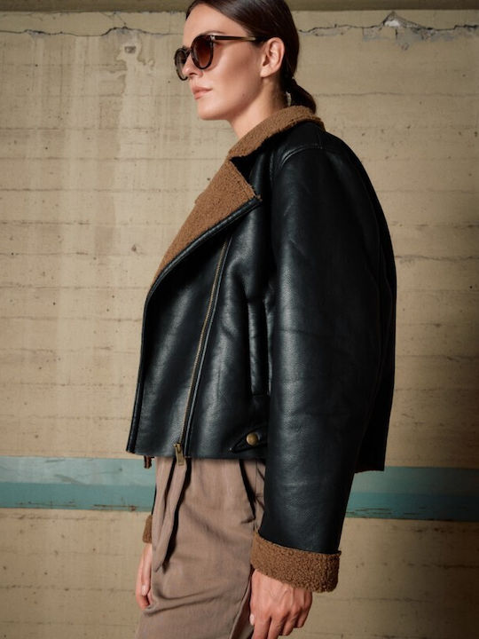 Γυναικείο Biker Jacket Καφέ