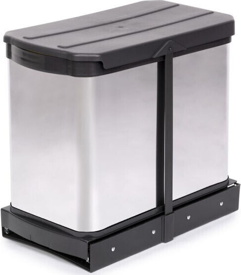 Emuca Waste Bin Recycling made of Stainless Steel Silver 12lt 2pcs