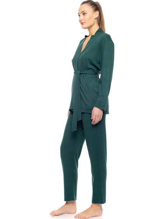 Pink Label Winter Women's Pyjama Set Dark Green